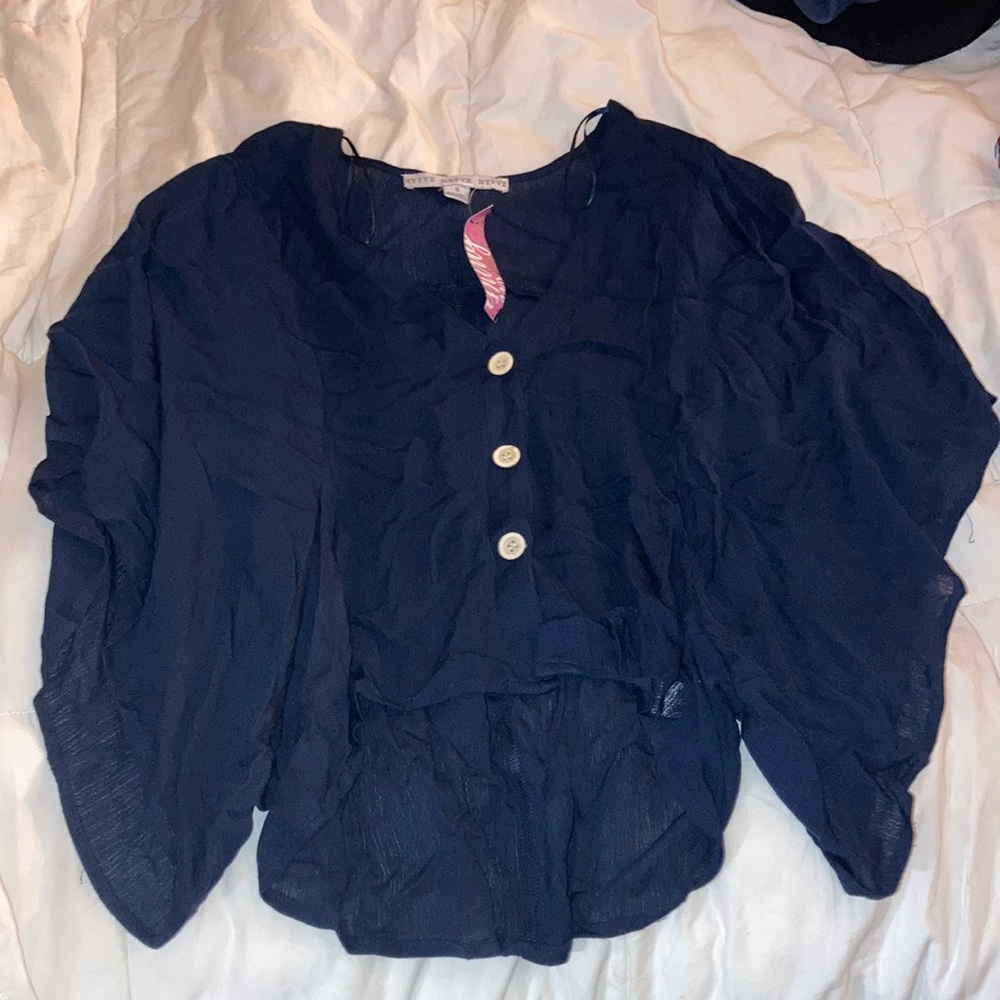Navy Blue Crop Top